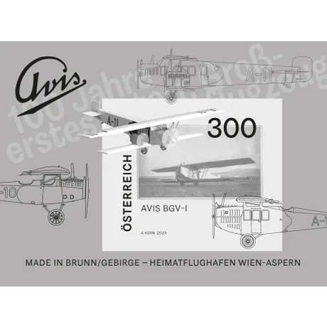 Briefmarke Österreich 2024, Nominale 3,00 Euro: AVIS BGV-I Flugzeug, 100 Jahre erstes Großflugzeug Österreichs.
