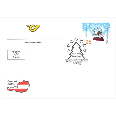d0479db4b105b55841f93dfea8522a9c037d378f.png Austrian Post first day cover with Christmas 2023 stamp (€0.95) featuring a snow globe and festive postmark.