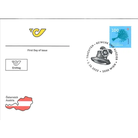 Austrian Post first day cover with 2022 stamp 'Wachau, Austria' (€1.00) and themed postmark 'Traditional Accessories'.