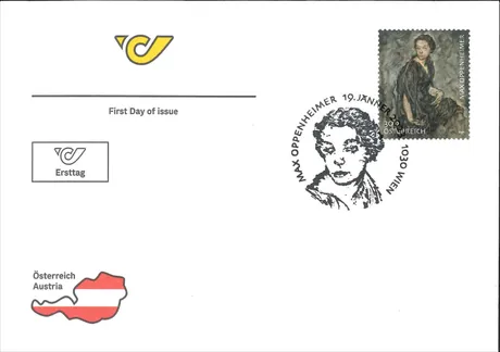 First day cover with Austrian Post stamp 2023, €3.00: Max Oppenheimer painting, and commemorative postmark.
