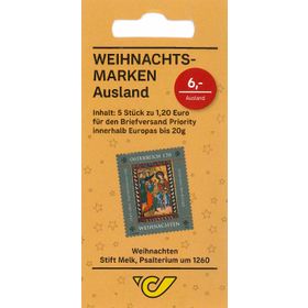 "Christmas – Melk Abbey, Psaltery from about 1260" 5x1,00 Special-issue stamp set