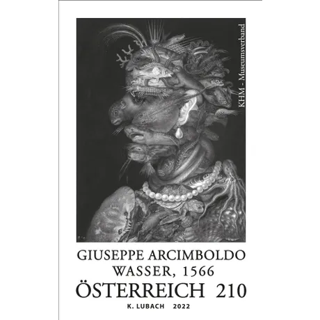 Briefmarke Österreich 2022, Nominale 2,10 Euro: Giuseppe Arcimboldos 'Wasser' (1566), Fisch-Motiv.