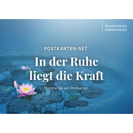 e5e8339f911c978bf16799b52660451981900eee.jpg Austrian Post postcard set 'In der Ruhe liegt die Kraft' with 10 postcards and 6 stamps, lotus design.