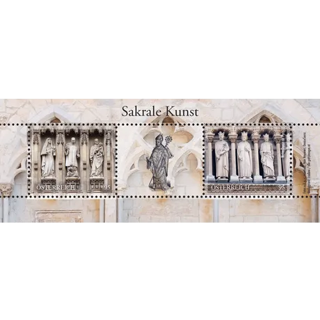 125681 ME2_2025_SK_fW_shop Briefmarke Österreich 2023, Serie 'Sakrale Kunst', Nominale 0,95€: Skulpturen aus Westminster Abbey und Notre Dame.
