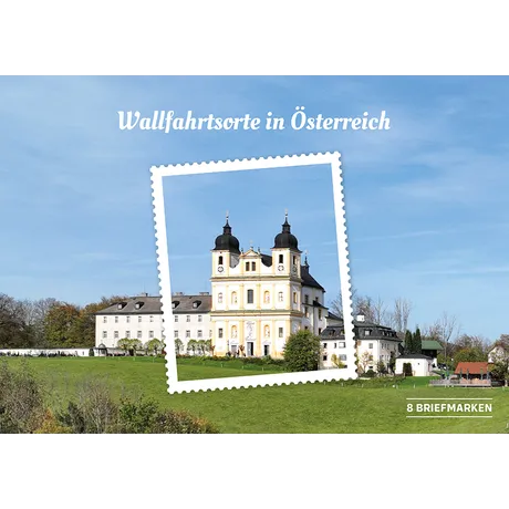 124626_SAMMELALBUM_EDITION WALLFAHRT_COVER_SHOP Briefmarkenserie der Österreichischen Post 'Wallfahrtsorte in Österreich' mit barocker Kirche, 8er-Set.